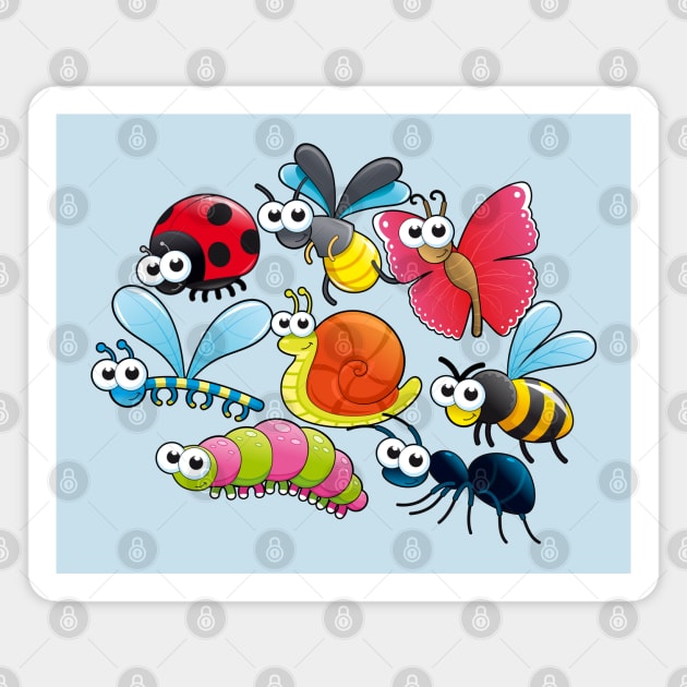 Insects Coloured Cartoon Magnet by Mako Design 